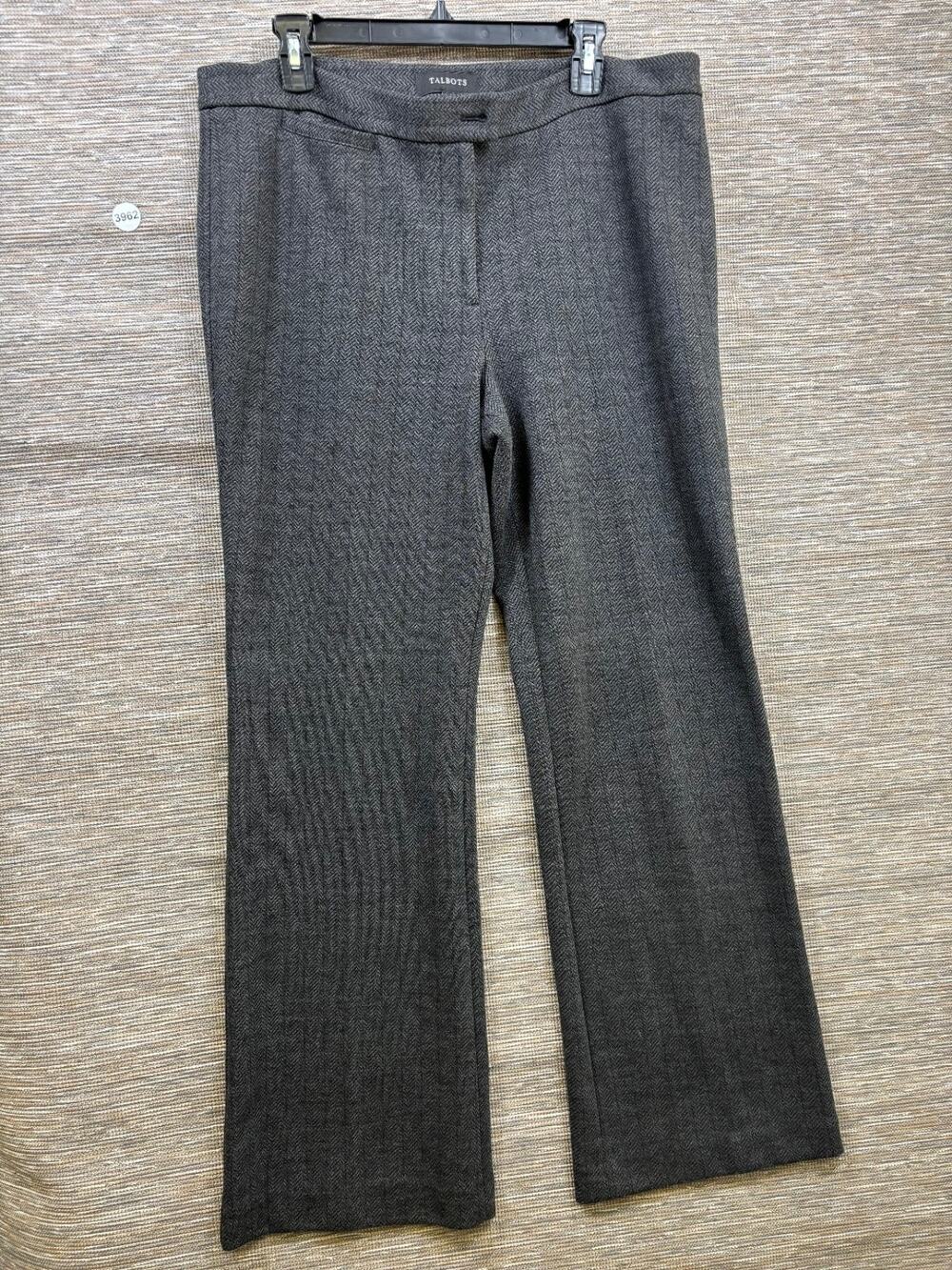Talbots Houndstooth Dress Pants Womens Size 16 Gray High Rise Stretch Casual